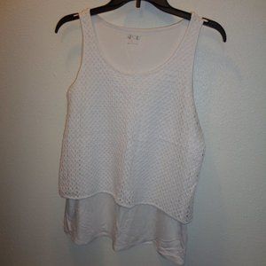 APT. 9 Crochet Cropped 2-Fer White Tank Top Size Medium NWT